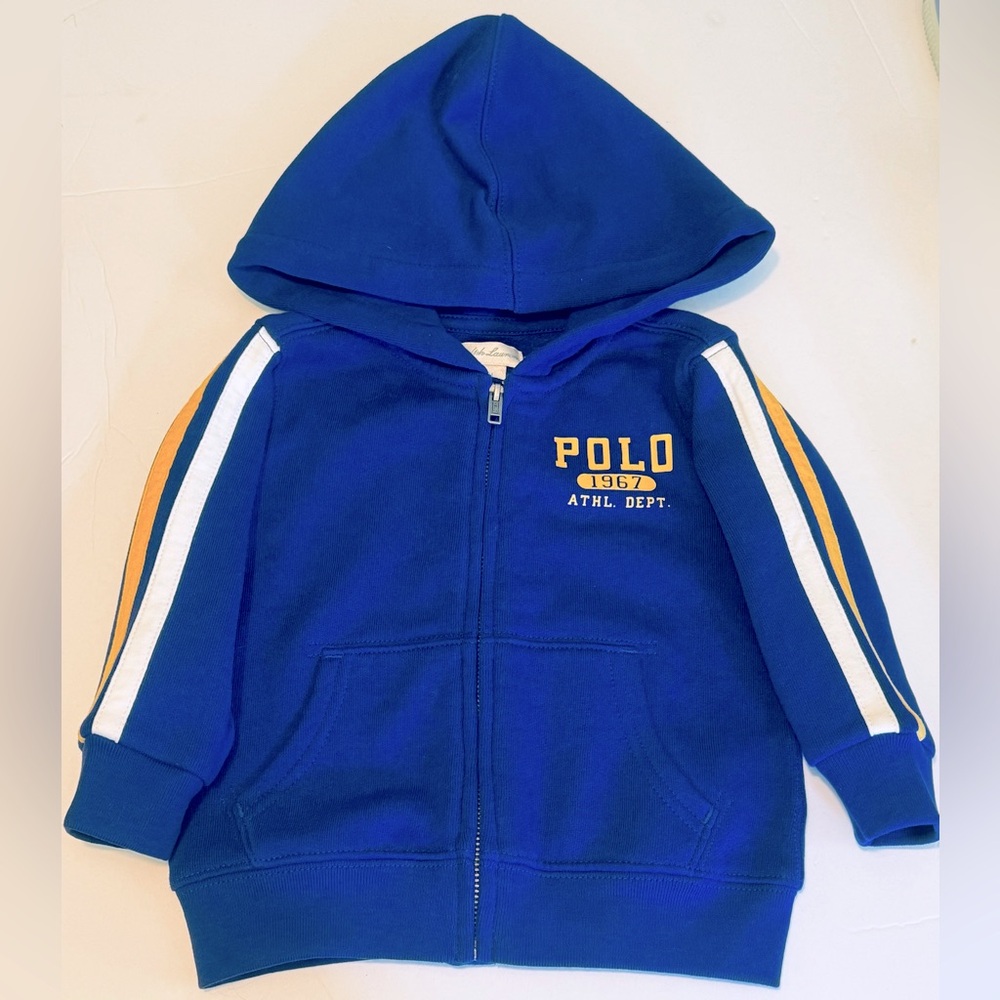 Ralph Lauren Baby Boys Blue & White Logo 3 Piece Tracksuit - Picture 4 of 5